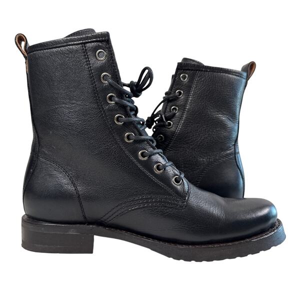 Frye Veronica Combat Boot Women's 8.5 M (B) Black Leather Lace Up 3476276 - Picture 4 of 12
